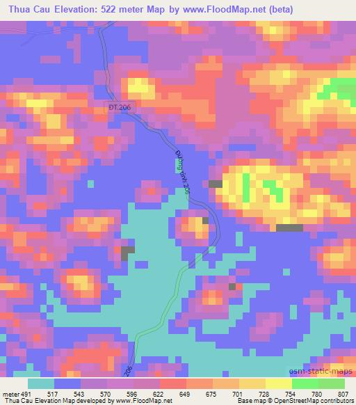 Thua Cau,Vietnam Elevation Map