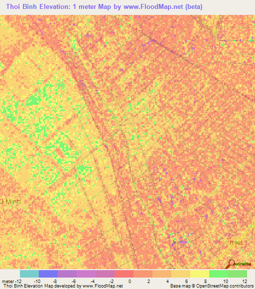 Thoi Binh,Vietnam Elevation Map