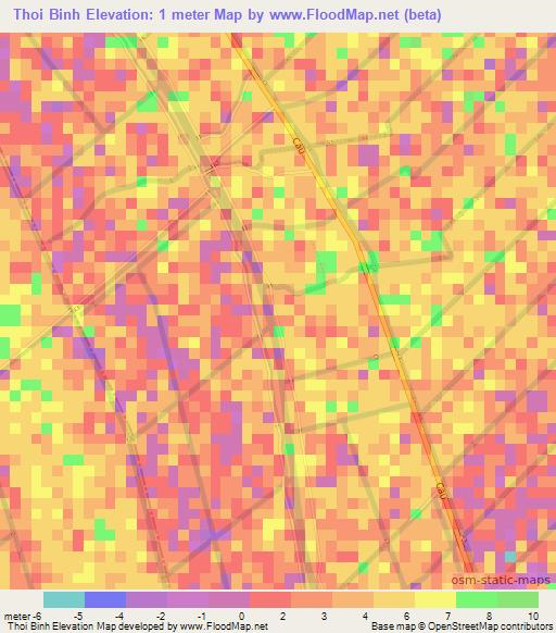 Thoi Binh,Vietnam Elevation Map