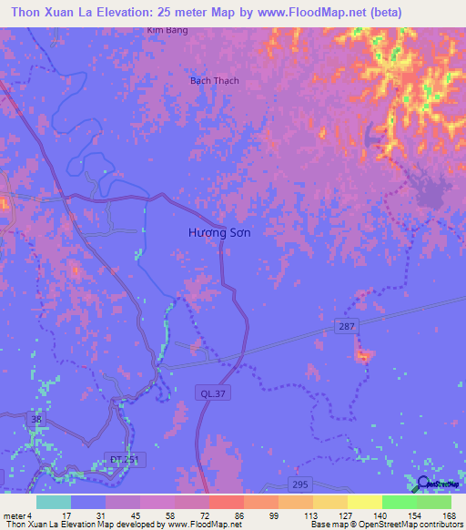 Thon Xuan La,Vietnam Elevation Map