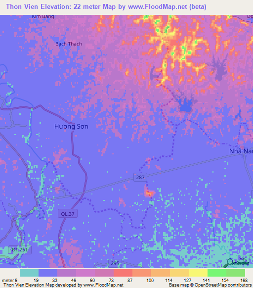 Thon Vien,Vietnam Elevation Map