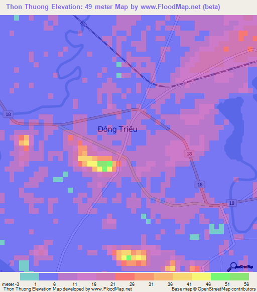 Thon Thuong,Vietnam Elevation Map