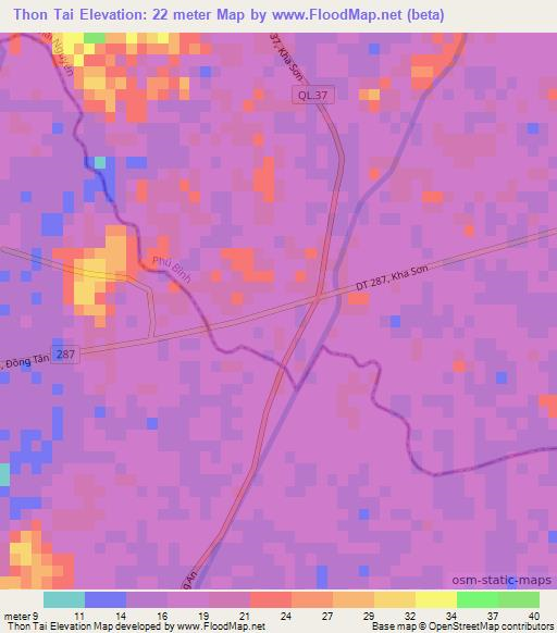 Thon Tai,Vietnam Elevation Map