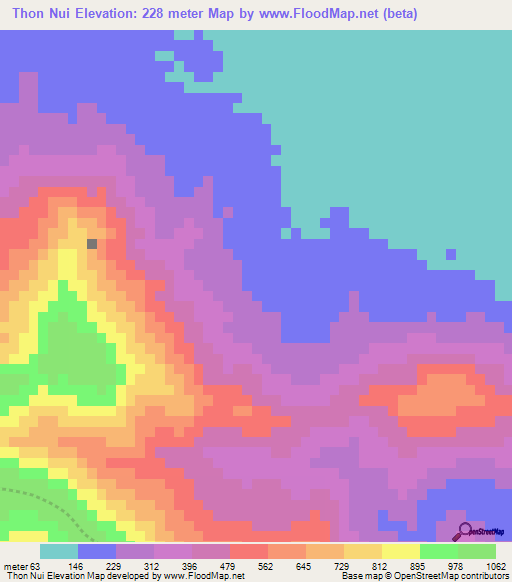 Thon Nui,Vietnam Elevation Map