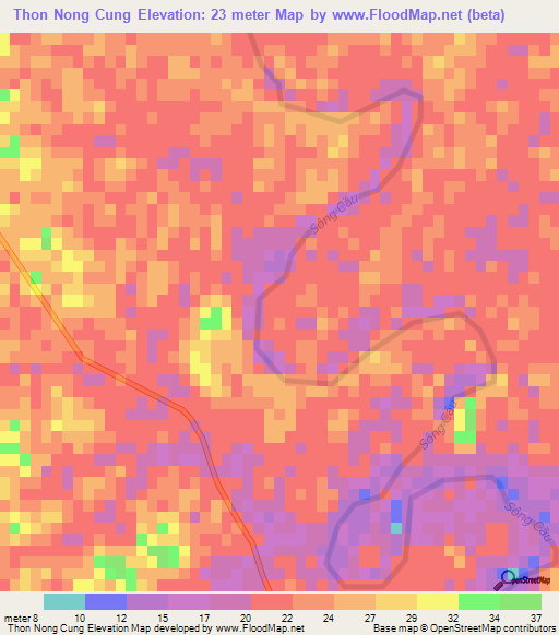 Thon Nong Cung,Vietnam Elevation Map