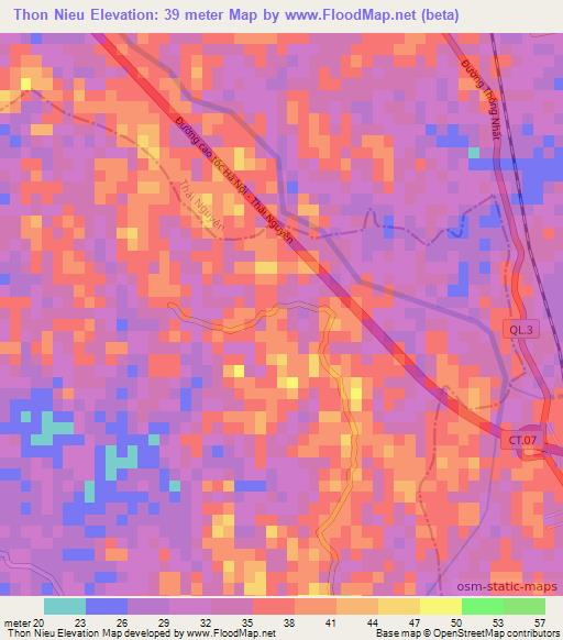 Thon Nieu,Vietnam Elevation Map