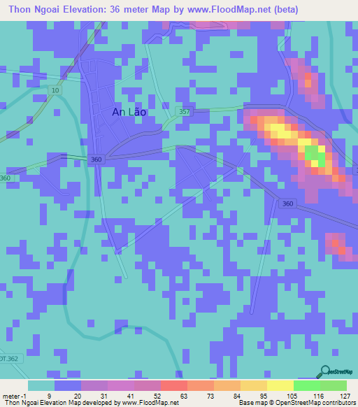 Thon Ngoai,Vietnam Elevation Map