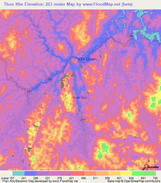 Thon Khe,Vietnam Elevation Map