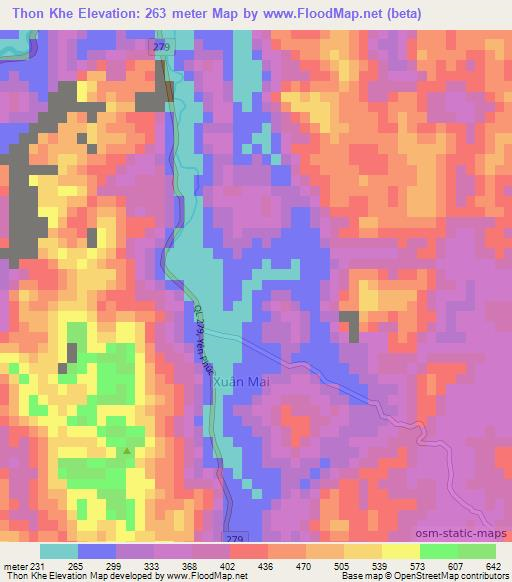 Thon Khe,Vietnam Elevation Map