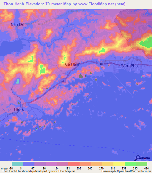 Thon Hanh,Vietnam Elevation Map