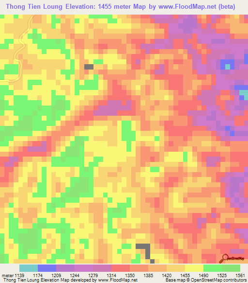 Thong Tien Loung,Vietnam Elevation Map