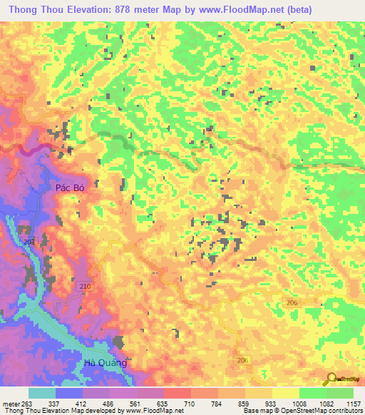 Thong Thou,Vietnam Elevation Map