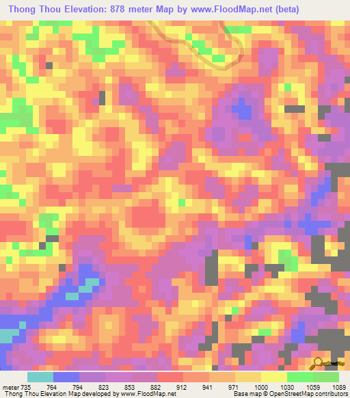 Thong Thou,Vietnam Elevation Map