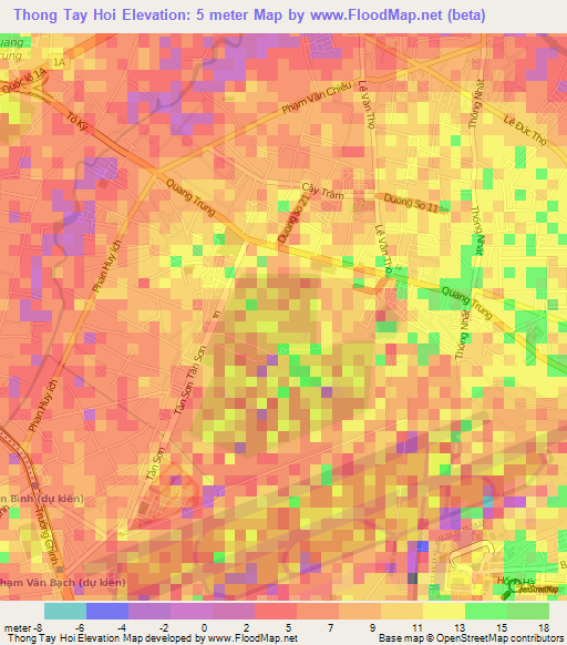 Thong Tay Hoi,Vietnam Elevation Map