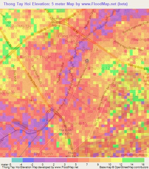 Thong Tay Hoi,Vietnam Elevation Map