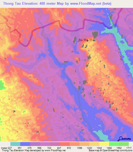 Thong Tau,Vietnam Elevation Map