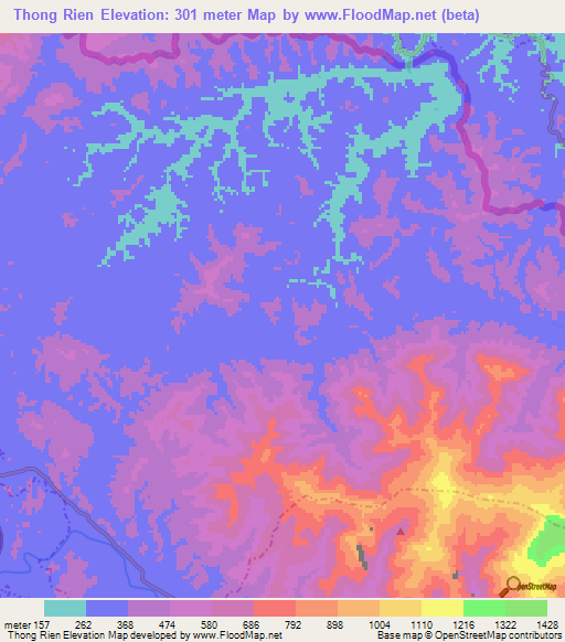 Thong Rien,Vietnam Elevation Map