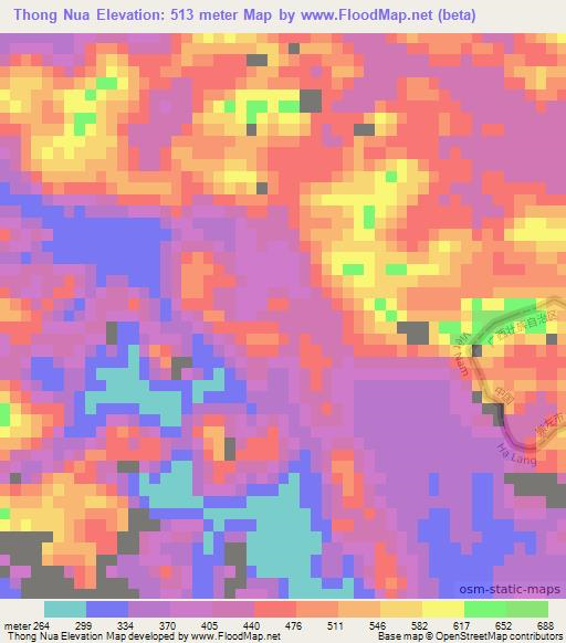 Thong Nua,Vietnam Elevation Map