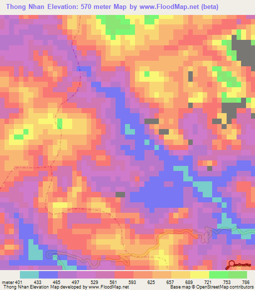 Thong Nhan,Vietnam Elevation Map