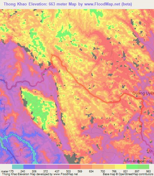 Thong Khao,Vietnam Elevation Map