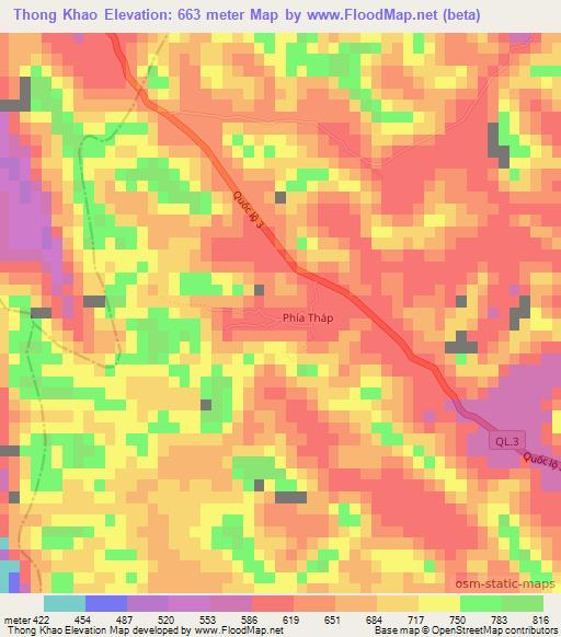 Thong Khao,Vietnam Elevation Map