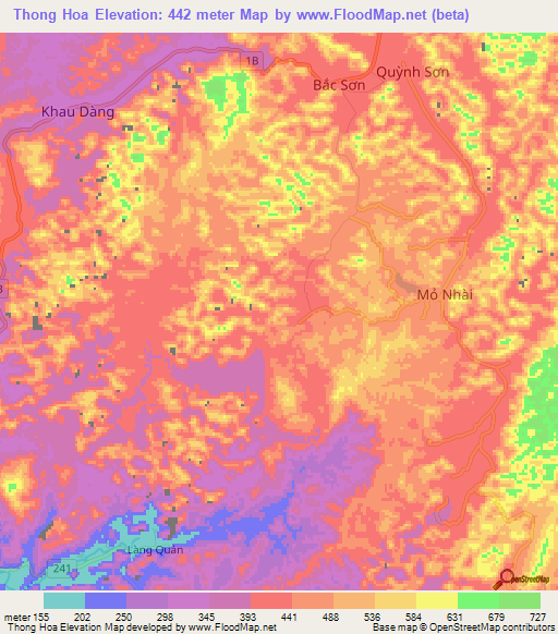 Thong Hoa,Vietnam Elevation Map