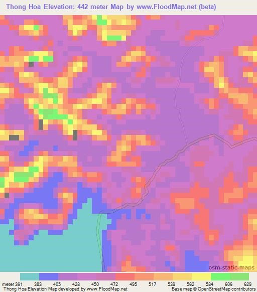 Thong Hoa,Vietnam Elevation Map