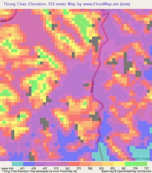 Thong Chao,Vietnam Elevation Map