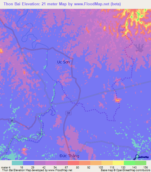 Thon Bai,Vietnam Elevation Map