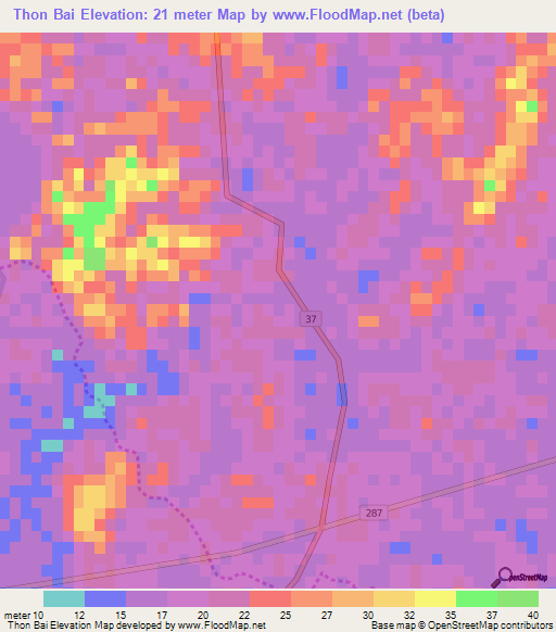 Thon Bai,Vietnam Elevation Map