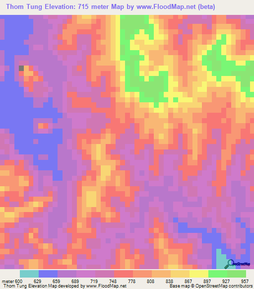 Thom Tung,Vietnam Elevation Map