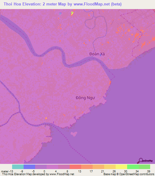 Thoi Hoa,Vietnam Elevation Map