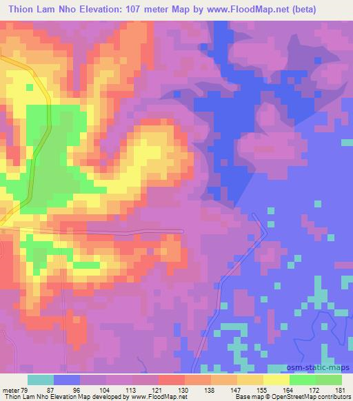 Thion Lam Nho,Vietnam Elevation Map