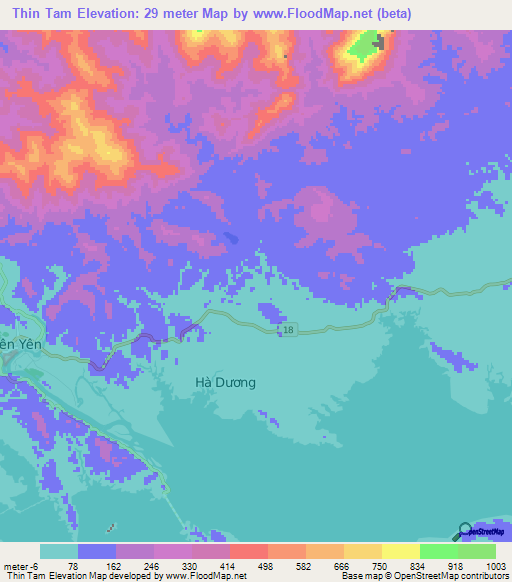 Thin Tam,Vietnam Elevation Map