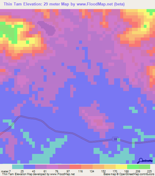 Thin Tam,Vietnam Elevation Map