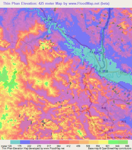 Thin Phan,Vietnam Elevation Map