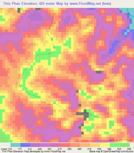 Thin Phan,Vietnam Elevation Map