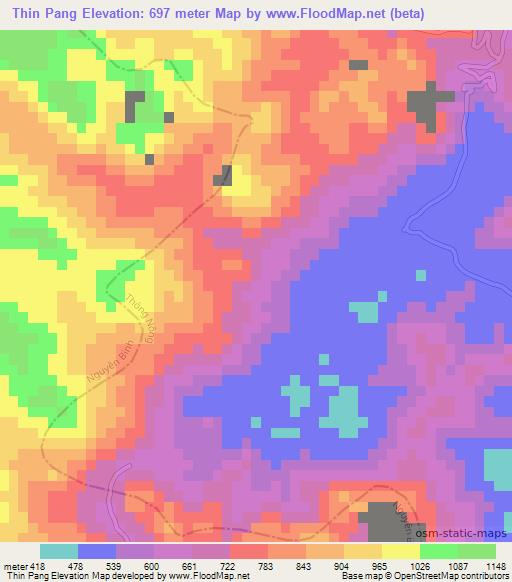 Thin Pang,Vietnam Elevation Map