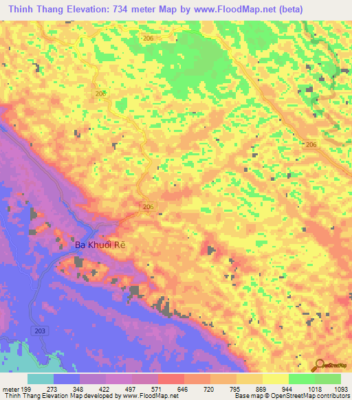 Thinh Thang,Vietnam Elevation Map