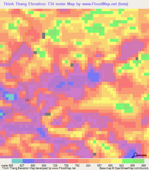 Thinh Thang,Vietnam Elevation Map