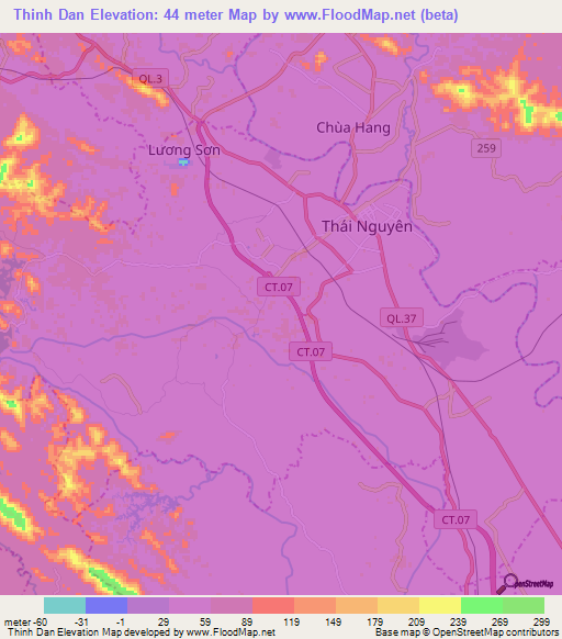 Thinh Dan,Vietnam Elevation Map