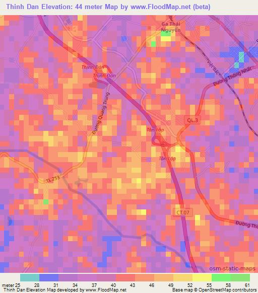 Thinh Dan,Vietnam Elevation Map