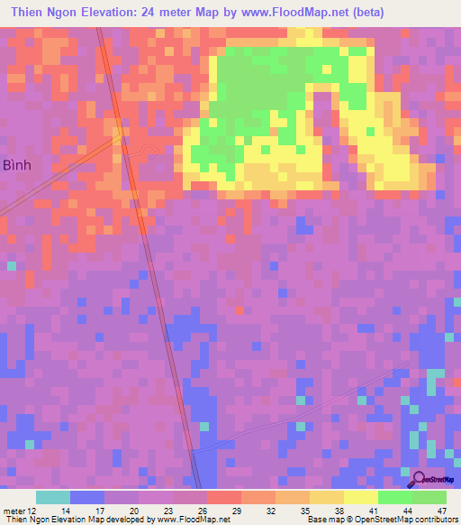 Thien Ngon,Vietnam Elevation Map