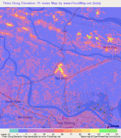 Thien Dong,Vietnam Elevation Map