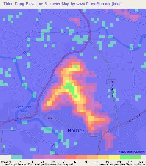 Thien Dong,Vietnam Elevation Map