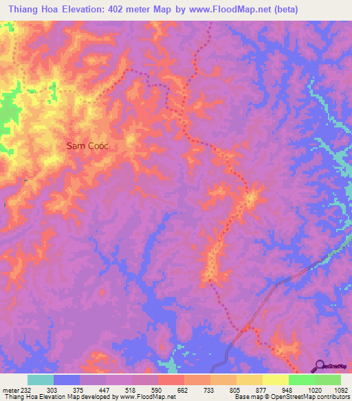 Thiang Hoa,Vietnam Elevation Map