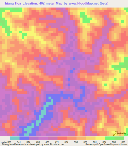 Thiang Hoa,Vietnam Elevation Map