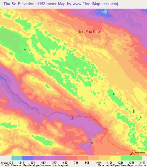 Tha So,Vietnam Elevation Map