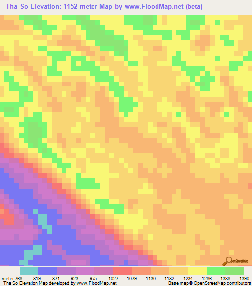 Tha So,Vietnam Elevation Map