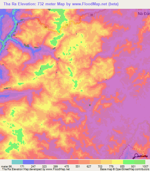 Tha Ra,Vietnam Elevation Map